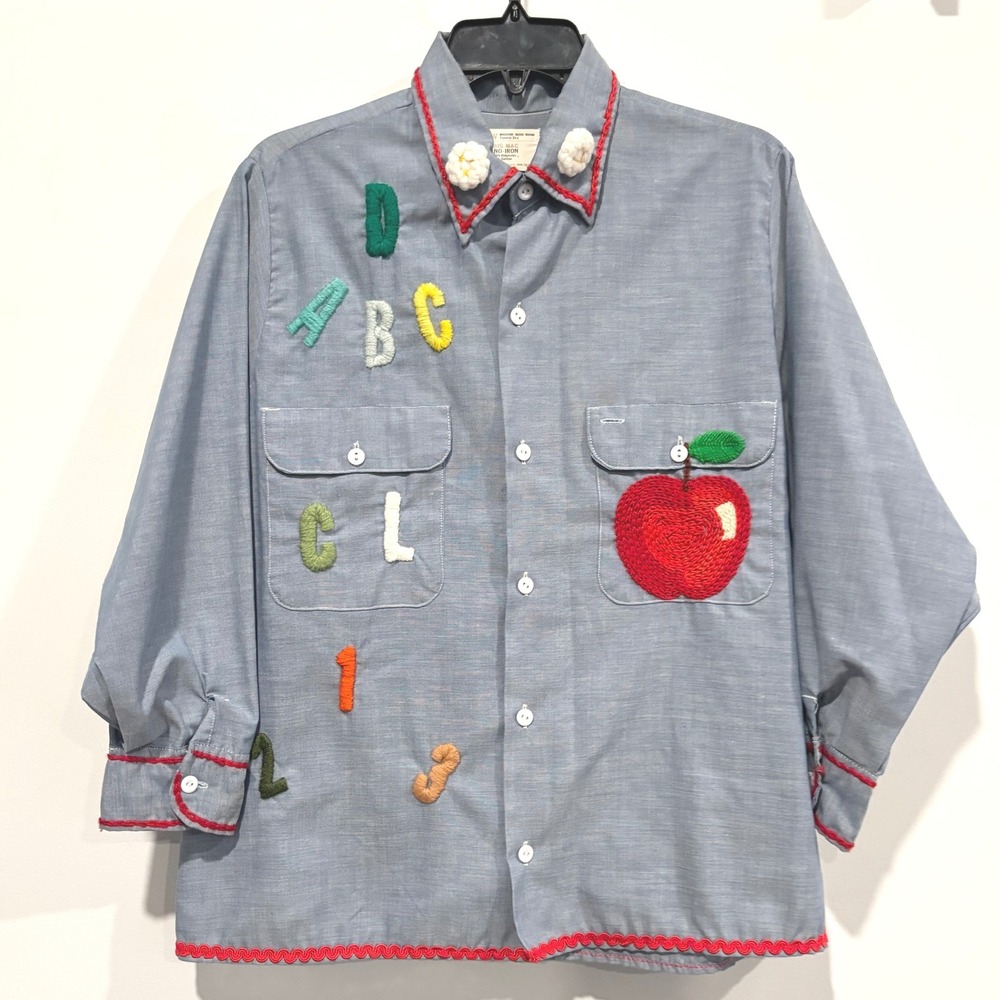 Vtg Big Mac JCPenney Shirt Womens School Teacher Embroidery Retro Size 1X 21503